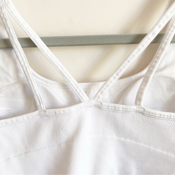 NWT Aerie Seamless Square Neck Ribbed Longline Bralette Sports Bra White Medium - Picture 9 of 12
